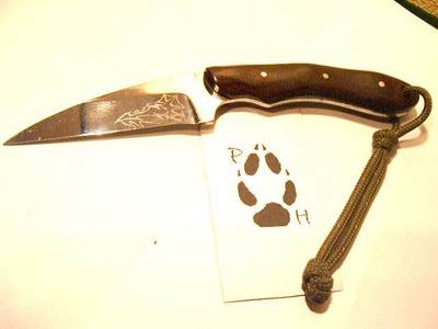 jaw, tte de dragon grave  l'eau forte, manche micarta rouge, tui kydex